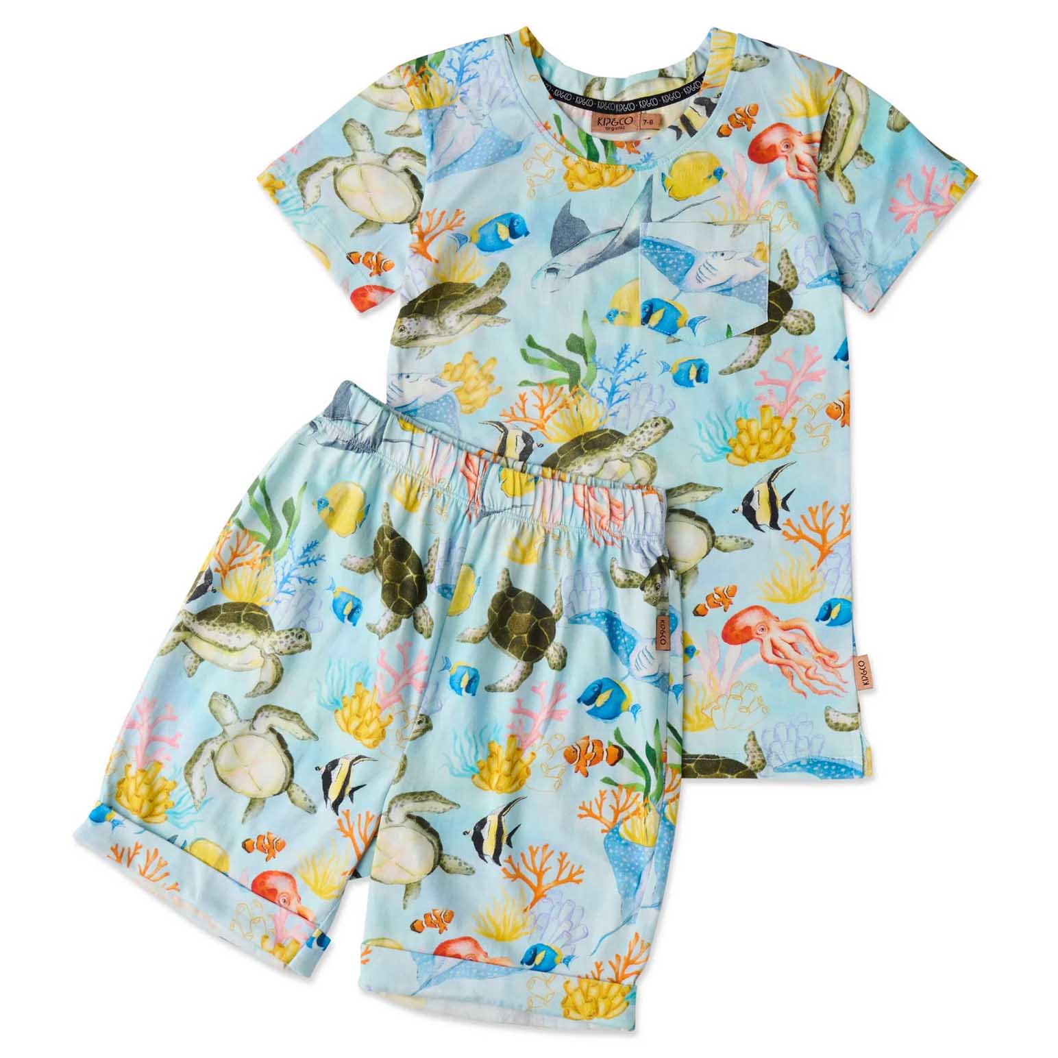 Kip&Co Reef Life Organic Cotton Short Sleeve Tee & Short PJ Set
